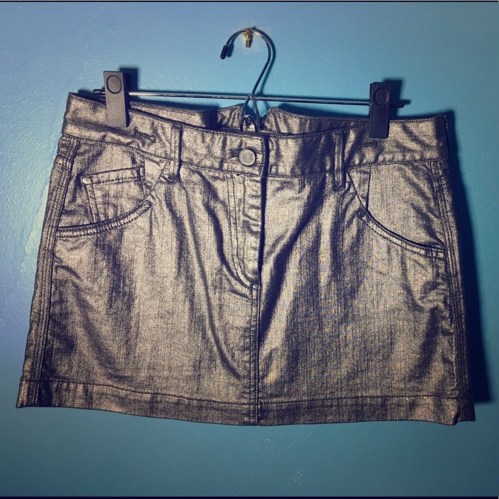Silvery Denim Mini Skirt